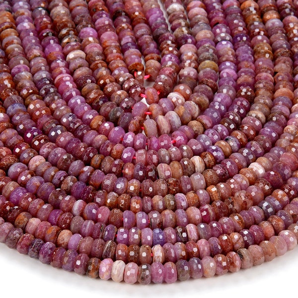 Natural Ruby Gemstone Grade AA Micro Faceted 5MM 6MM 7MM 8MM Rondelle Loose Beads (P38)