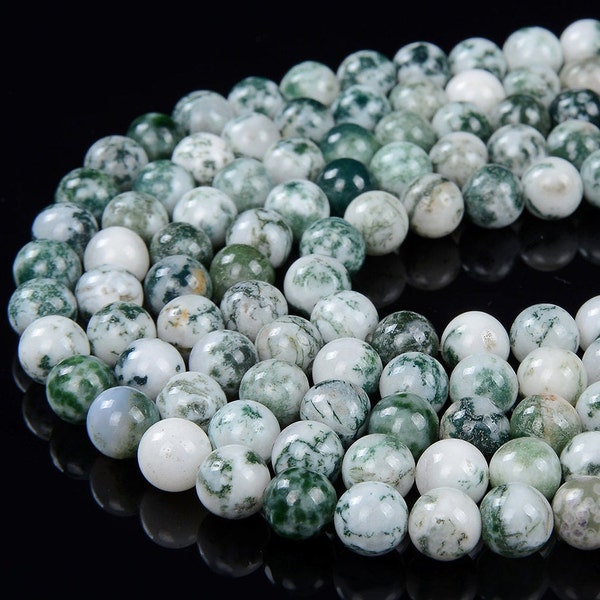 Natural Green Tree Agate Gemstone Grade AAA Round 4MM 6MM 8MM 10MM Loose Beads (D26)