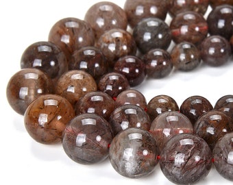 Naturalny czerwony miedź rutylowany kwarc kamień szlachetny klasa AA okrągły 5 mm 6 mm 7 mm 8 mm 9 mm 10 mm 11 mm luźne koraliki (D556)