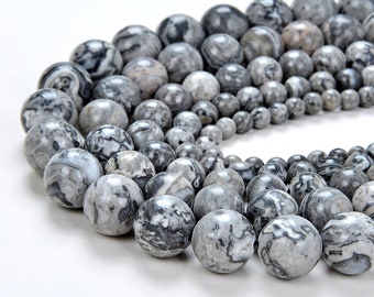 12mm Crazy Lace Jasper Gemstone Grey Round Loose Beads 15.5 pouces Full Strand (90145535-234)