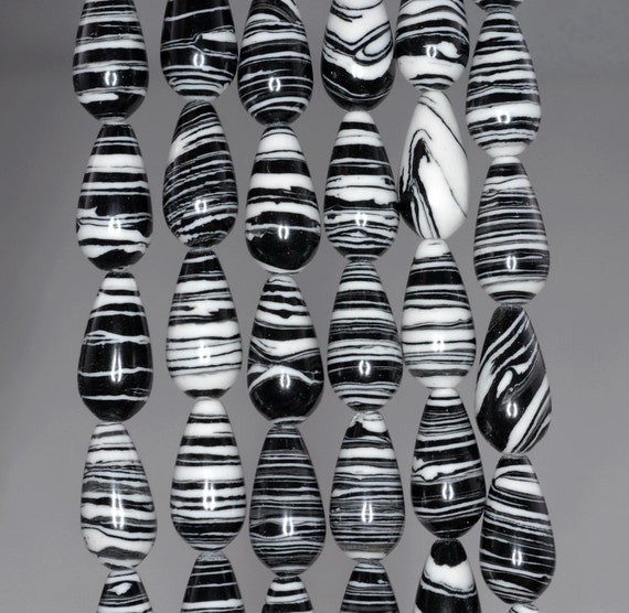 早割シーズン券 Matrix Turquoise 16x8mm Teardrop Stripe White Black Gemstone 洋画・外国映画