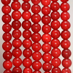 8MM Color Red Jade Gemstone Round Loose Beads 15 inch Full Strand (80010302-M44)