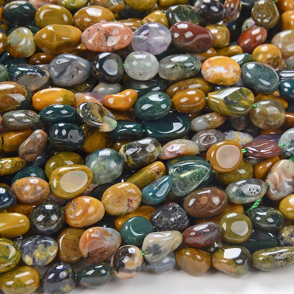 Natural Ocean Jasper Gemstone Pebble Nugget 6-8MM 8-10MM Loose Beads (D186)