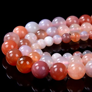 Natural Mozambique Carnelian Agate Multi Color Gemstone Grade AAA  6MM 7MM 8MM 9MM 10MM 11MM Loose Beads (D202)