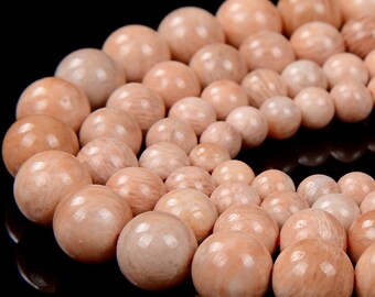 Naturlig persikafältspat solsten ädelsten klass A rund 5 MM 6 MM 7 MM 8 MM lösa pärlor (D306)