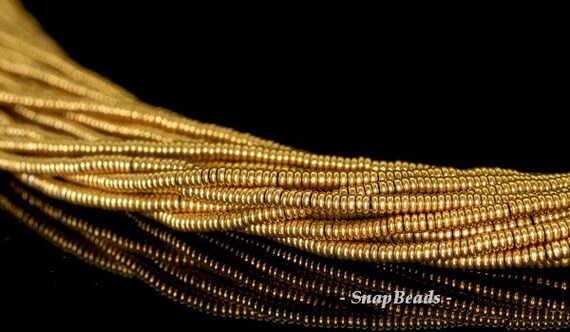 2X1MM GOLD HEMATITE GEMSTONE GOLD RONDELLE 2X1MM LOOSE BEADS 15.5/"