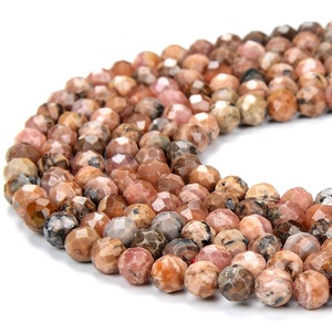 Natural Argentina Rhodochrosite Gemstone Grade AA Micro Faceted Round 4MM  Loose Beads 15 inch Full Strand (80018204-P95)