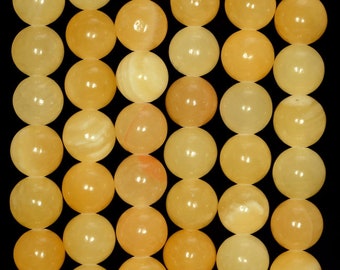 8mm Natural Rare Honey Calcite Gemstone Grade AAA Yellow Orange Smooth Round 8mm Loose Beads 15.5 inch Full Strand (80005162-458)
