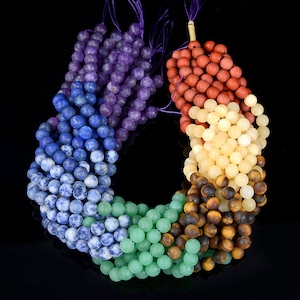 Matte Genuine Natural 7 Chakra Gemstone Grade AAA Round 4MM 6MM 8MM Loose Beads (D56)
