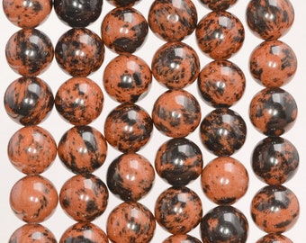 6mm Mahogony Obsidian Gemstone Round Loose Beads 15.5 inch Full Strand (90184144-355)