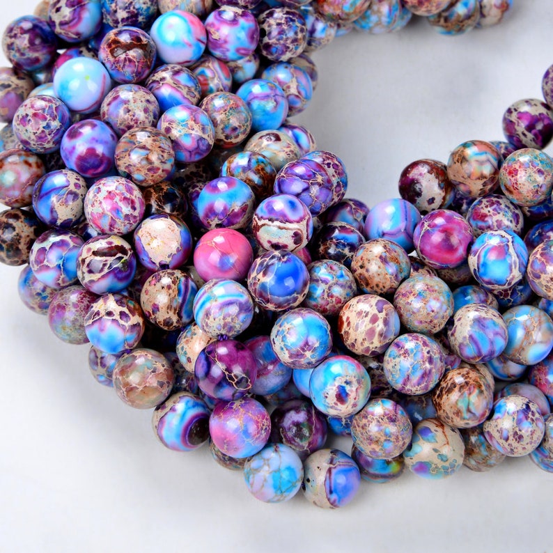 Galaxy Sea Sediment Imperial Jasper Gemstone Grade AAA Round 4mm 6mm 8mm 10mm 12mm Loose Beads A284 image 2