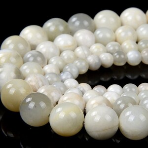 Silver White Moonstone Gemstone Grade A Round 4MM 5MM 6MM 7MM 8MM 9MM 10MM Loose Beads (D107)