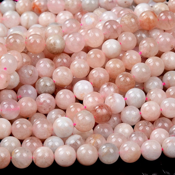 Natural Pink Morganite Gemstone 8MM Round Loose Beads (D458)