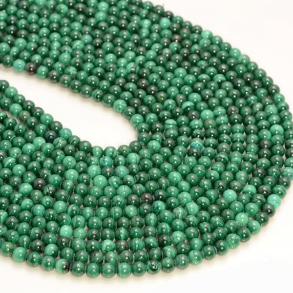 3MM Genuine Natural Malachite Gemstone Grade AA Round Loose Beads 16 inch Full Strand (80007292-488)