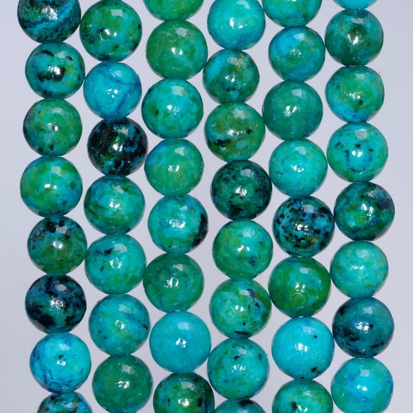 8mm Chrysocolla Quantum Quattro Gemstone Round Loose Beads 7.5 inch Half Strand (90143192-B61)