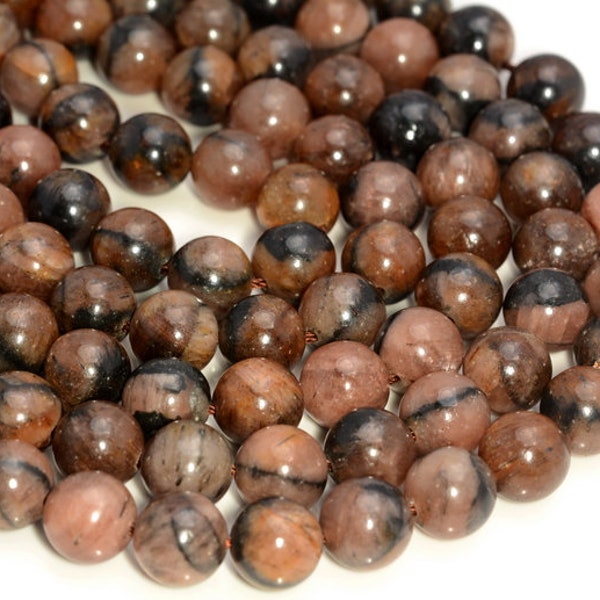 Genuine Natural Rare Chiastolite Cross Stone Gemstone 4mm 6mm 8mm 10mm Round Loose Beads (A225)