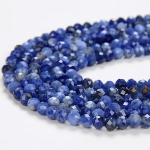 Natural Sodalite Gemstone Grade AAA Micro Faceted Round 2MM 3MM  Loose Beads 15 inch Full Strand (P48)