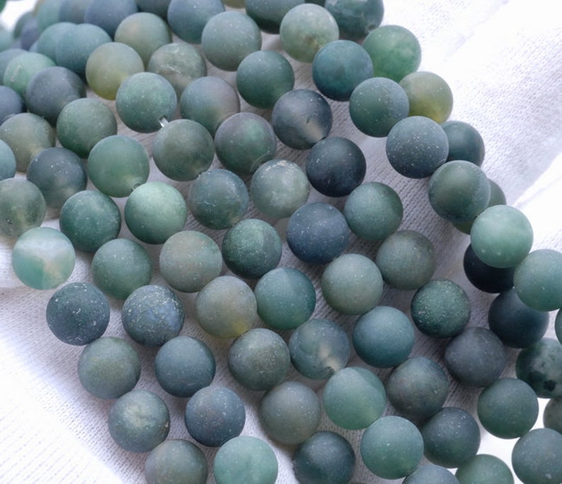 80002374-M10 4MM Matte Green Agate Gemstone Round Loose Beads 15 inch Full Strand