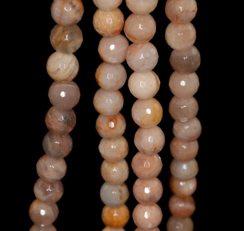 10mm Grey Orange Moonstone Gemstone Orange Faceted Round Loose Etsy
