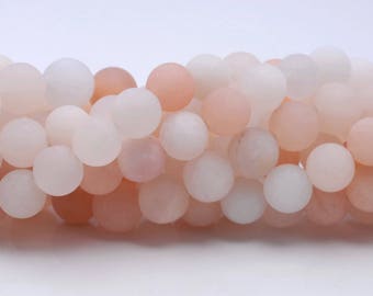 10 Strands 6mm Matte Aventurine Gemstone Light Orange Round Loose Beads 15 inch Full Strand BULK LOT (80002255-M1)