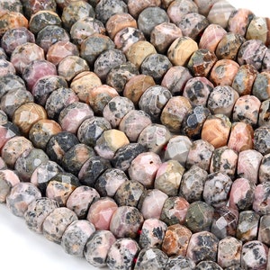 9X6MM Natural Argentina Rhodochrosite Gemstone Grade A Faceted Rondelle Loose Beads (D346)