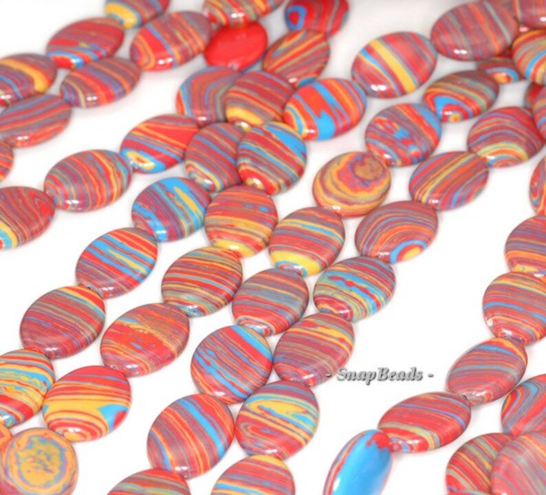 Matrix Turquoise Gemstone Citrus Red Oval 18x13mm Loose Beads | Etsy