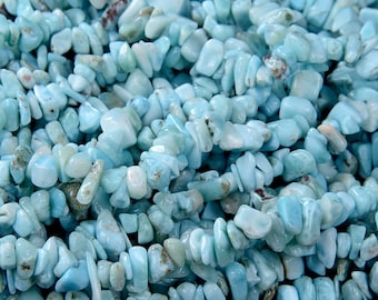 6-8MM Natural Larimar Gemstone Pebble Nugget Chip Loose Beads (D186)