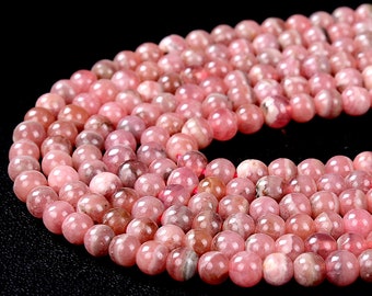 Natural Argentina Rhodochrosite Gemstone Grade AAA Round 4MM 5MM 6MM Loose Beads (D332)