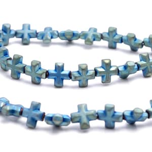 8MM Matte Green Hematite Gemstone Cross Loose Beads 15.5 inch Full Strand (80000088-A38)