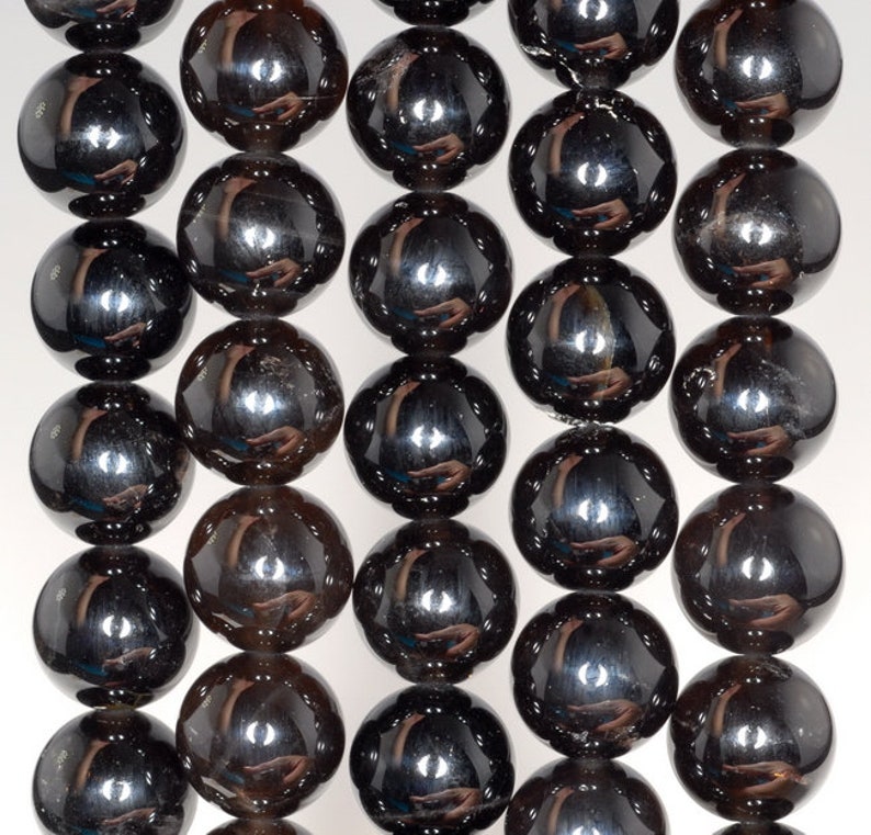 10MM Rare Morion Quartz Gemstone Grade AAA Round Loose Beads 7.5 inch Half Strand 80003786 H-B95