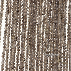 2mm Smoky Quartz Gemstone Grade AA Light Brown Micro Faceted Round Loose Beads 15.5 inch Full Strand  (90181616-107-2g)