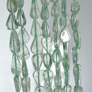 7x5-12x7mm Green Fluorite Gemstone Pear Nugget Loose Beads 14 inch Full Strand (90185180-897)