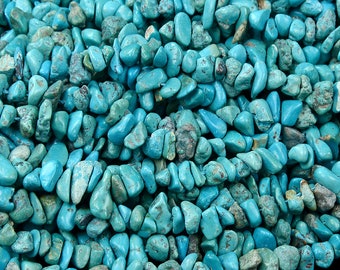 100% Genuine Natural Turquoise Blue Gemstone 5-7MM Pebble Nugget Chip Loose Beads (D430)