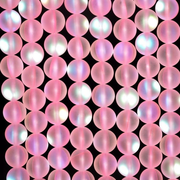 6MM Pink Frosted Matte Mystic Aura Quartz Round Loose Beads 15 inch Full Strand (80006779-A209)