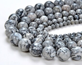 10mm Crazy Lace Jasper Gemstone Grey Round Loose Beads 7.5 pouces demi Strand (90144767-234)