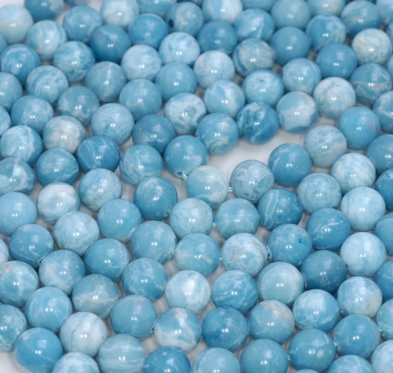 80004698-921 x10 10 Strands 10mm Larimar Quartz Gemstone Grade AAA Sky Blue Round Loose Beads 15.5 inch Full Strand BULK LOT