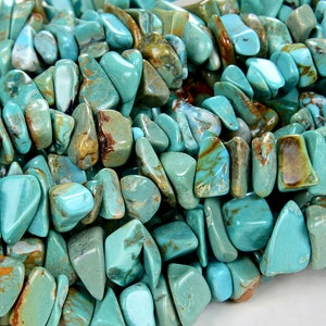 100% Natural Genuine Turquoise Green Blue Gemstone  Pebble Nugget Chip 8-12MM Beads (D86)
