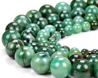 Natural Green Mica Muscovite in Fuchsite Gemstone Round 6MM 8MM 10MM 12MM Loose Beads (D505)