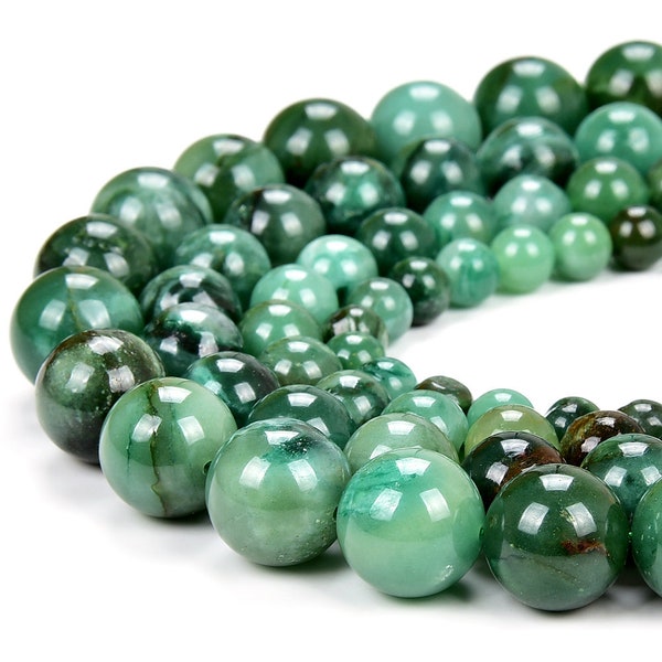 Natural Green Mica Muscovite in Fuchsite Gemstone Round 6MM 8MM 10MM 12MM Loose Beads (D505)