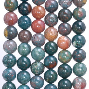 8mm African Blood Stone Gemstone Green Red Round Loose Beads 15 inch Full Strand (80005855-M28)