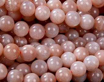 Natural Light Peach Sunstone Gemstone Grade AA Round 4MM 5MM 6MM 7MM 8MM 9MM 10MM 11MM 12MM 13MM Loose Beads (D194 D195)