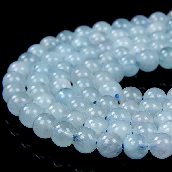 Natural Aquamarine Gemstone Grade AAA Round 5MM 6MM Loose Beads (D334)