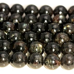 Genuine Natural Black Astrophyllite Gemstone Grade AAA 6mm 7mm 8mm 10mm Round Loose Beads (A228)