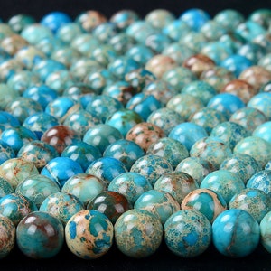4mm Sea Sediment Imperial Jasper Gemstone Grade AA Turquoise Blue Round Loose Beads 15.5 inch Full Strand (90184458-357)