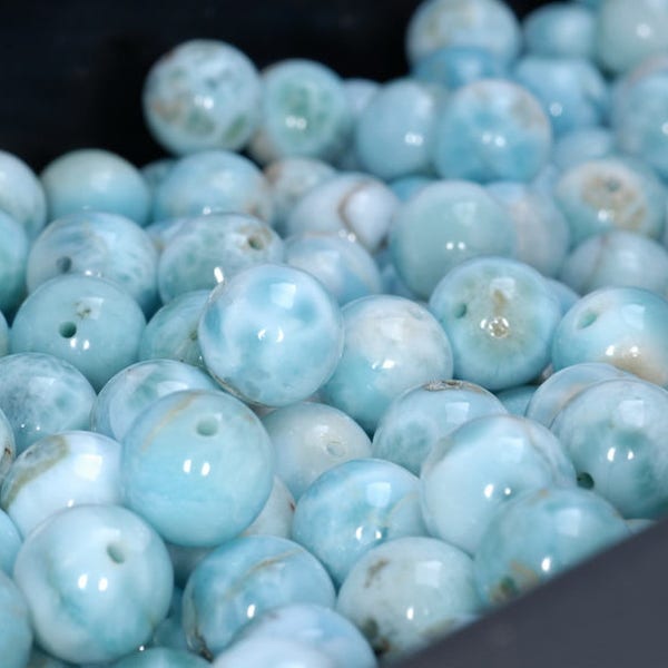 12MM Dominican Larimar Gemstone Grade A+ Sky Blue Round Select Your Beads 2 Beads (80004188-911)