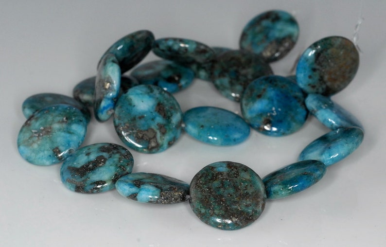 25mm Blue Lagoon Pyrite Intrusion Quartz Gemstone Flat Round Etsy
