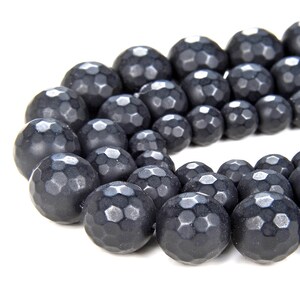 6mm Frosted Matte Noir Black Onyx Gemstone Black Faceted Round Loose Beads 15.5 inch Full Strand (90182750-115)