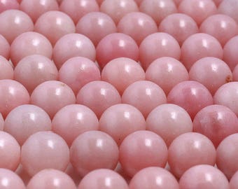 Pink Opal Smooth Gemstone Grade AAA Pink 4mm 5mm 6mm 7mm 8mm 9mm 10mm 11mm 12mm 13mm 14mm Round Loose Beads (166 D505)