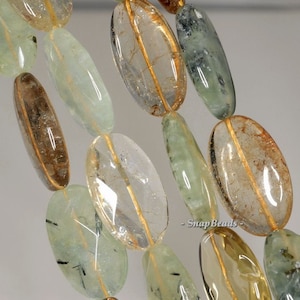 26x16mm Citrine Prehnite Smoky Mix Quartz Gemstone Ovale Perline sciolte 7 pollici Half Strand (90191071-B34-563)