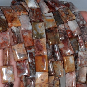 16x12MM mexicain Lace Agate Pierre Rectangle lâche perles 16 pouces brin complet (90182331-A118)